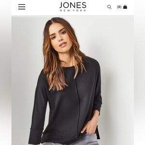Jones New York Seam Detail Dolman Tunic in Black